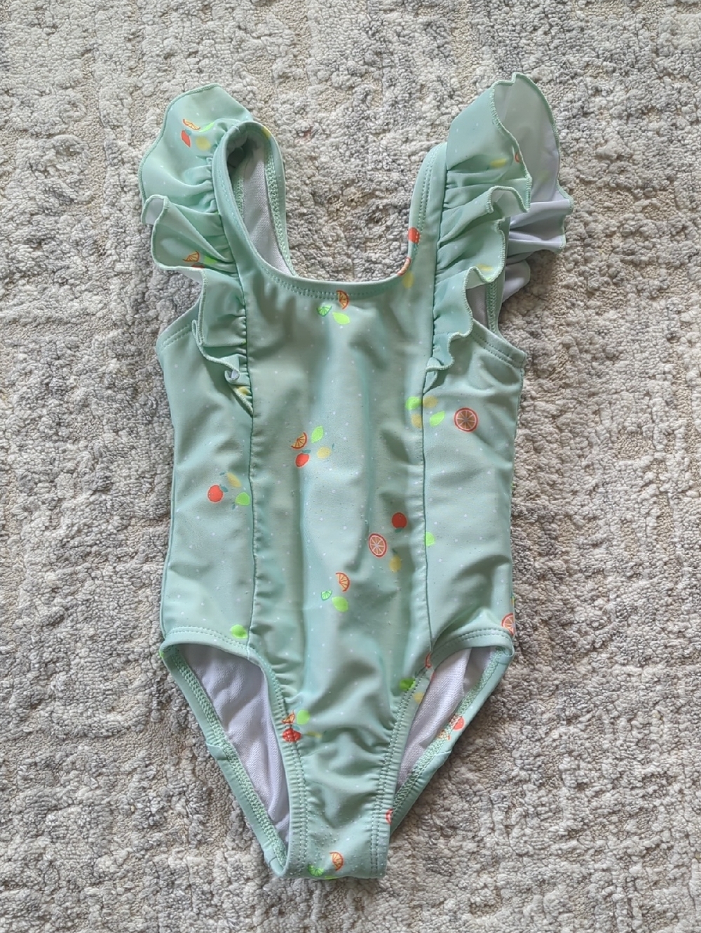 Cat & Jack Mint Green Citrus Print Ruffle One-Piece Swimsuit Size 18 Months